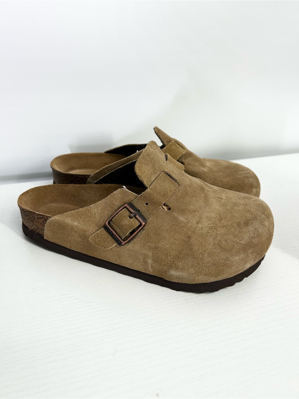 Birkenstock Boston Suede Slip On Shoes Brown Mules Size 34 Youth 3